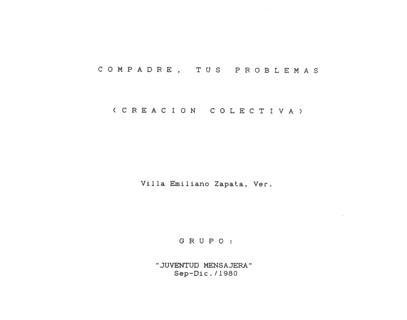 Obra | Compadre, tus problemas