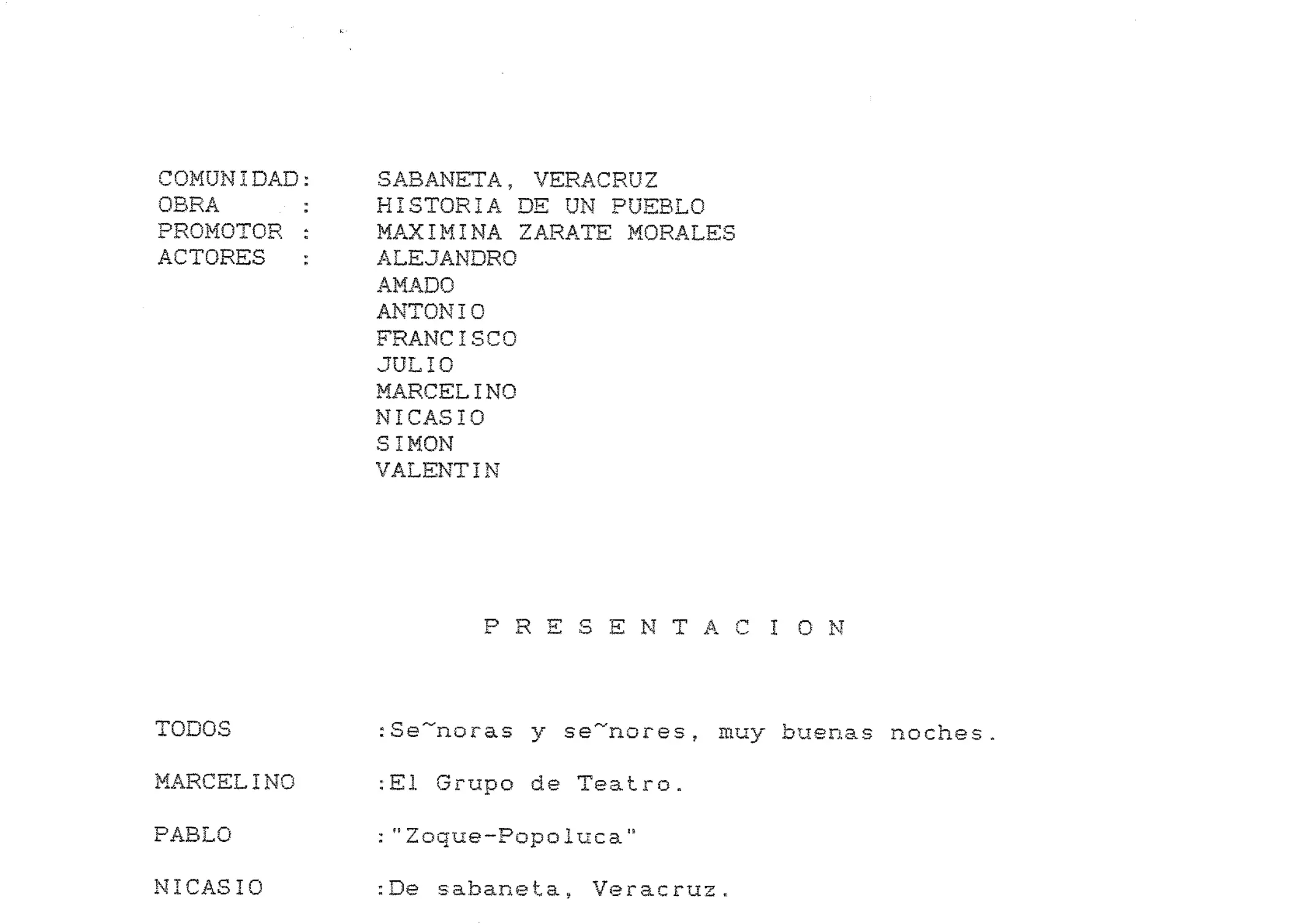 Obra | Historia de un pueblo